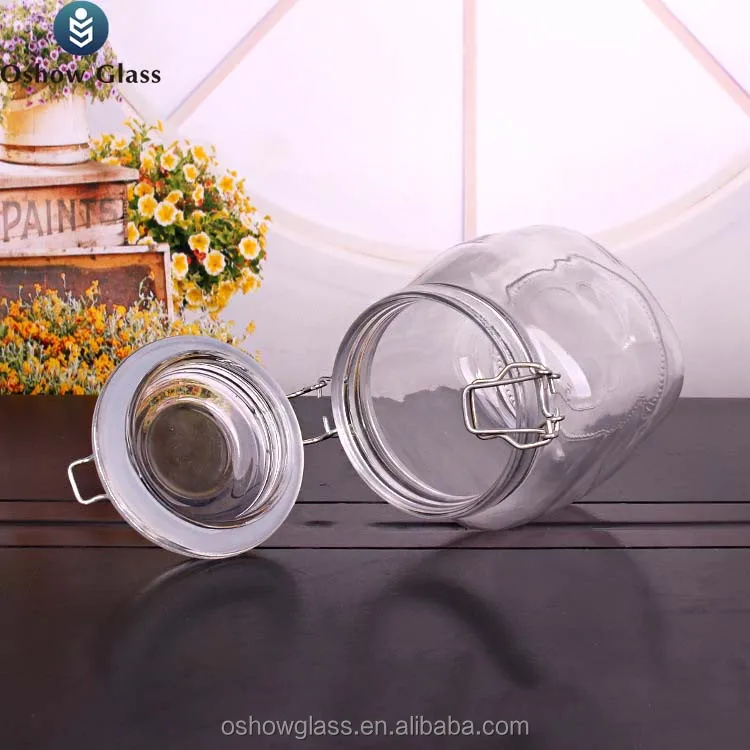 150ml 500ml 1000ml Round Glass Containers Kilner Airtight Glass Jar Set Clip Top Jars with Seal Buckle Cover