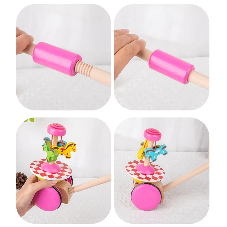 HOYE CRAFTS animal trolley learning walking toy wooden walker cart