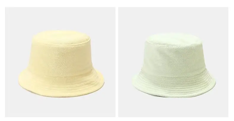 Custom logo terry cotton bucket hat, terry towel bucket  caps