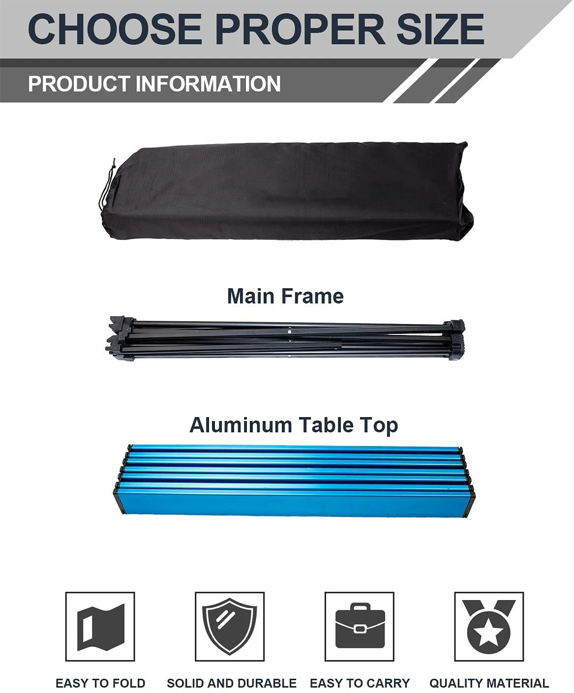 Custom Logo Outdoor Portable Light Weight Aluminum Easy Folding Camping Table