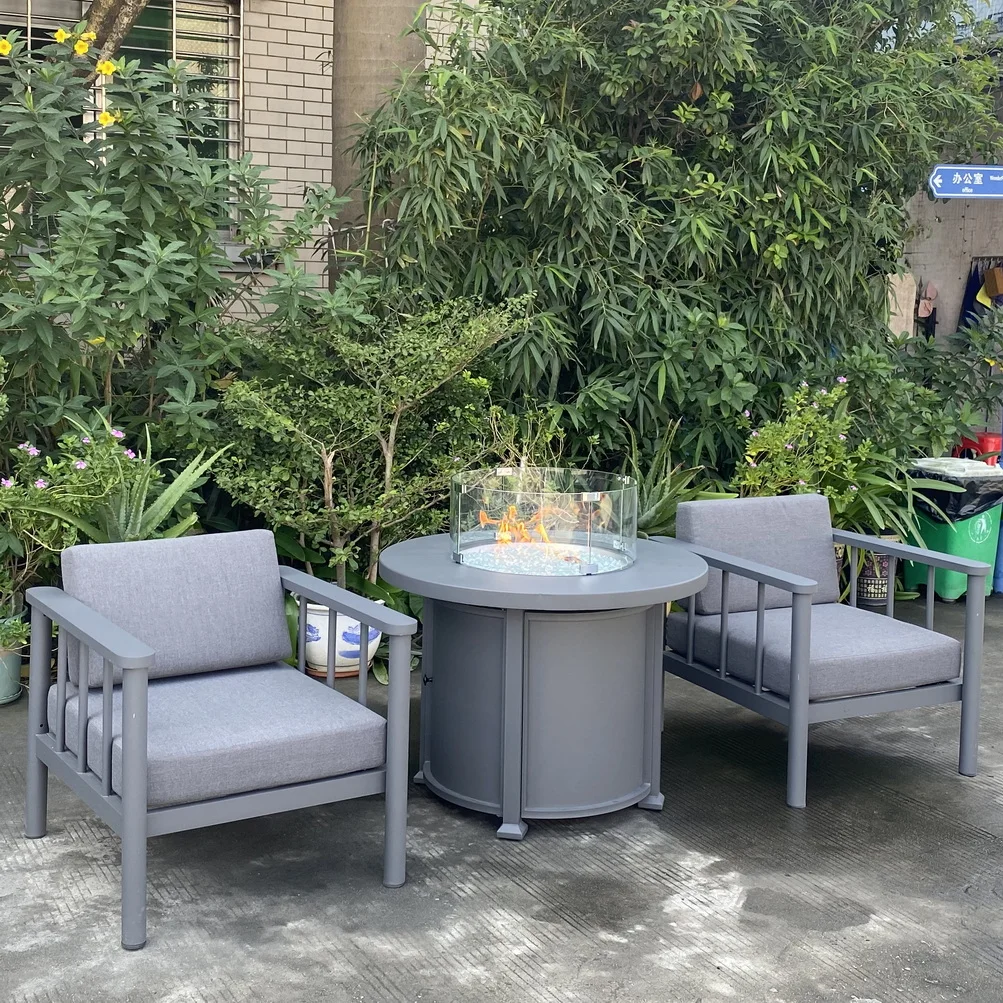 Outdoor furniture 91cm round steel  firepit table with sofa chair