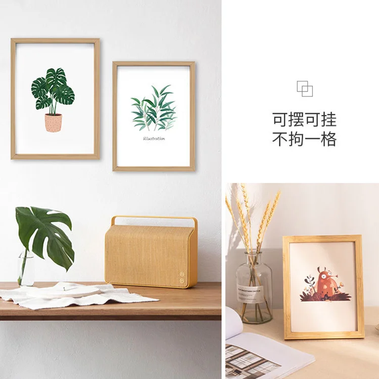 Wholesale Custom Home Decoration Bed Wood Photo Picture Art Wall Oak Solid Wood Frame