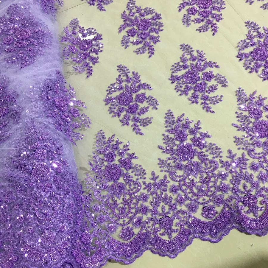 hot selling new design machine beaded sequins embroidery tulle lace fabric for dresses or party, new designer dress fabric