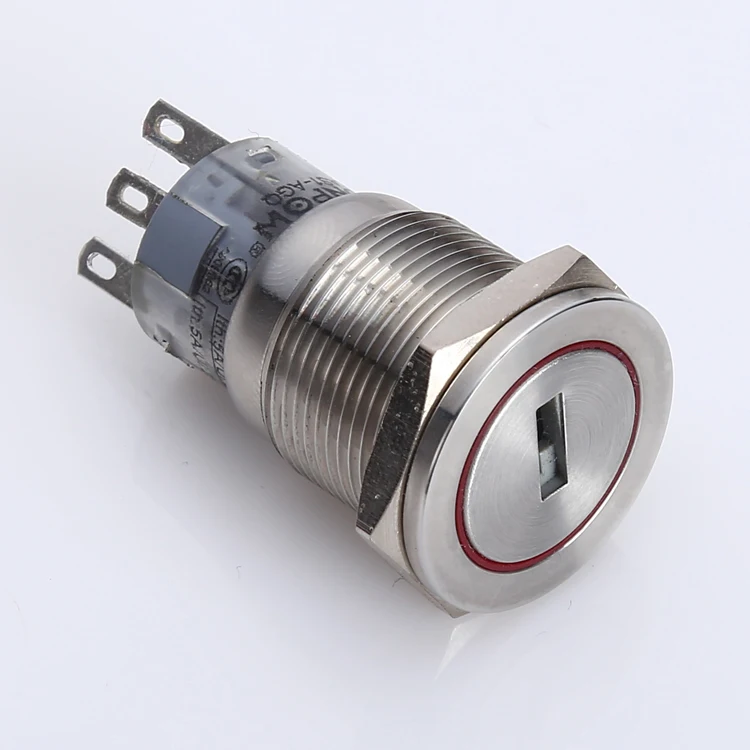 ONPOW 19mm metal push button switch key-lock switch (CE approved)