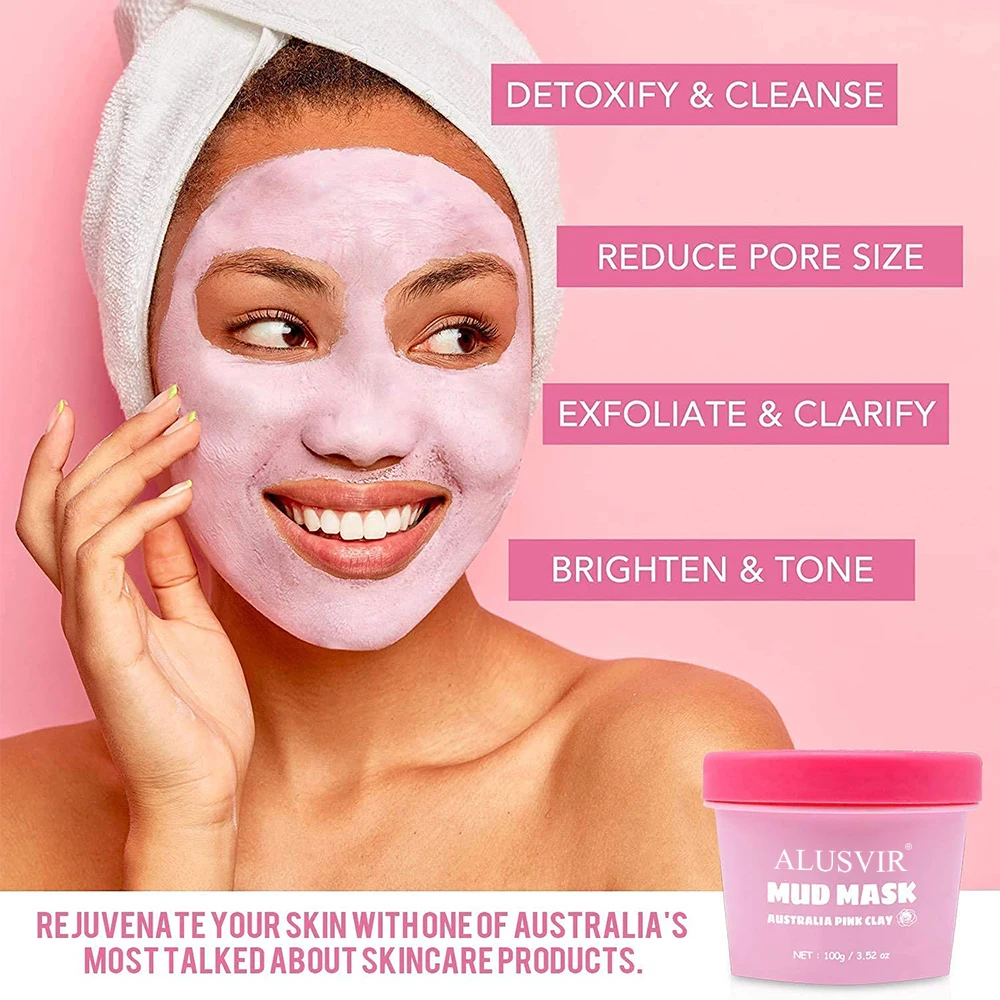 Organic Facial Acne Cleansing Moisturizing Whiten Face Mask Pink Clay Mud Masks Vegan Australian Private Label Claymask Beauty
