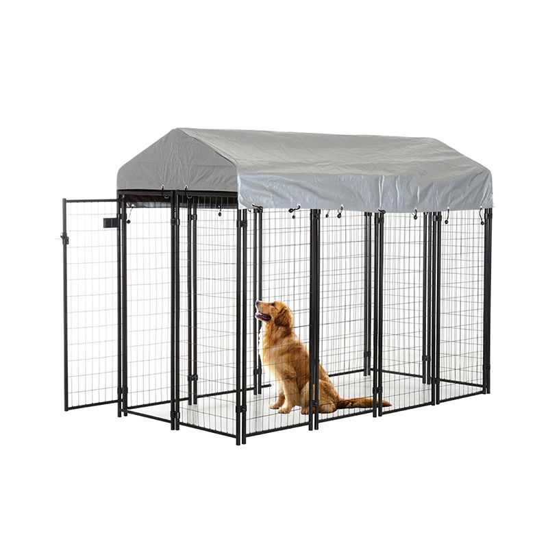 Multi Functional Dog Cage Kennel Factory Wholesale Large Metal Outdoor Pet Cages, Carriers & Houses for Dogs Black Gates & Pens