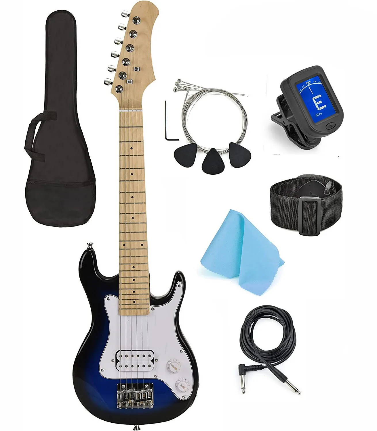 Ready Electric Guitar 30 Inch  with accessories for starters for kid BLUE GUITAR FOR CHRISTMAS