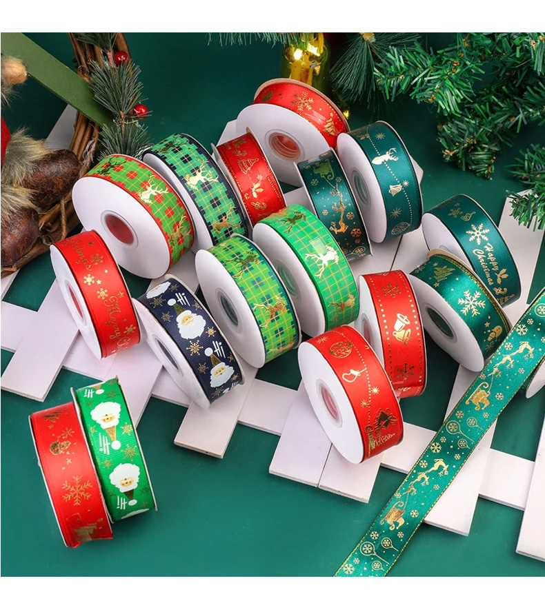 christmas ribbon custom printed new style xmas ribbon for decorating for sale