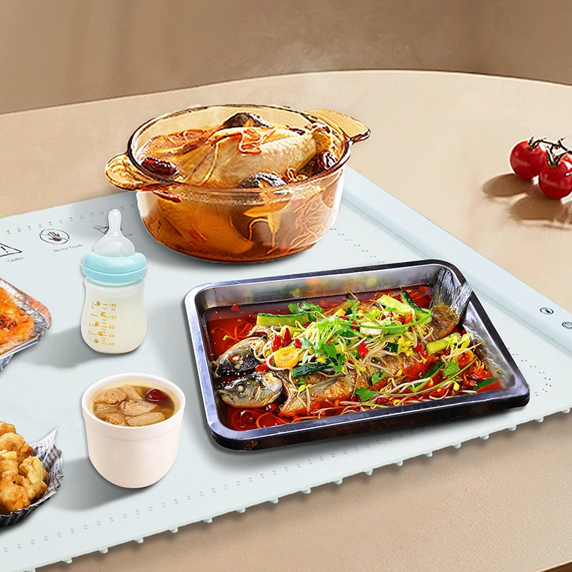Folding Collapsible OEM Flexible Electric Food Warming Trays Fast Heating Plate Mat Foldable Silicone Food Warmer Warming Tray
