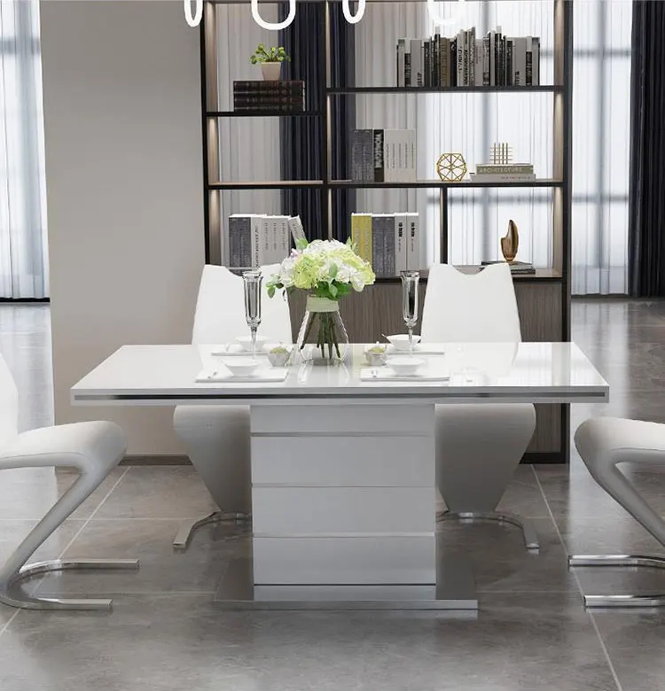 Modern tempered glass extending square dining table set Dining table and chair