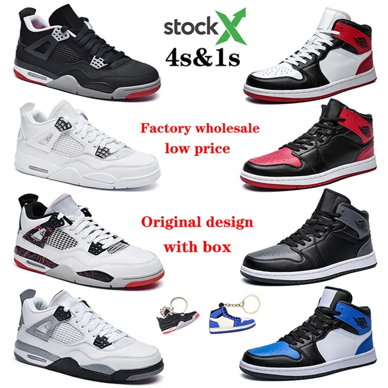 Newest In Stock X High retro OG AJ 1 4 retro Factory wholesale Bred Patent Red Thunder Black Cat Dunkes Casual Shoes