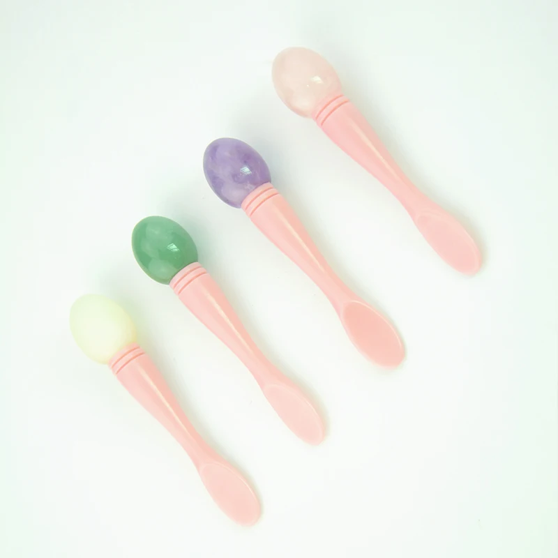 Пользовательская мини-Нефритовая Массажная ложка, кисть, лопатка, ложка для макияжа лица и глаз