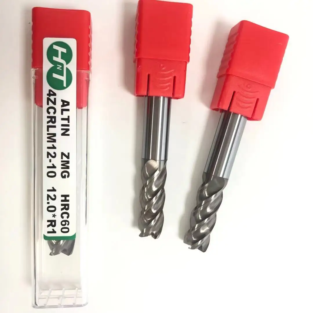 
12mm Long Life Corner Radius End Mill Cutter Solid Carbide Four Flutes Long Shank End Mills 12*R1*100L 