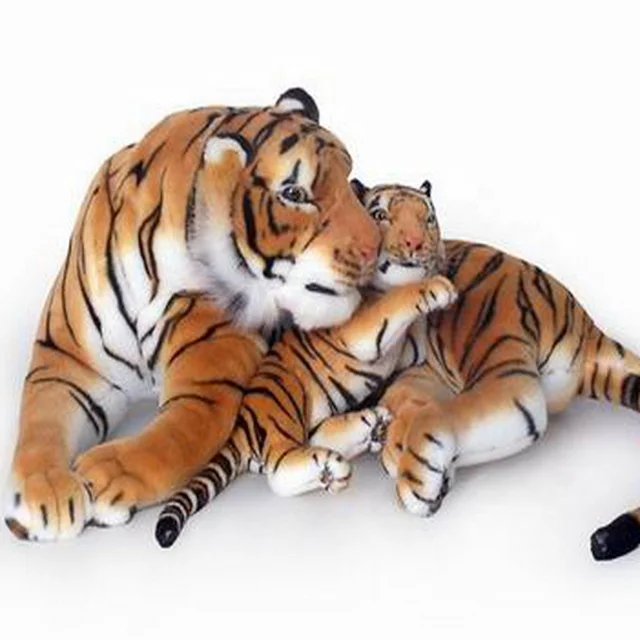 Simulated Stuffed tiger With Baby Realistic Plush White tiger Mother With Baby Stuffed Toy