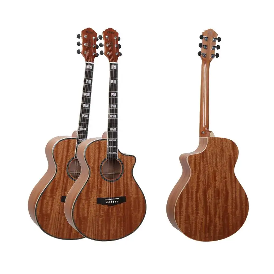 Wholesale Price Popular Acoustic Guitar 41 inch 6 Strings Top Solid Guitar Mahogany Body Natural Wooden Color