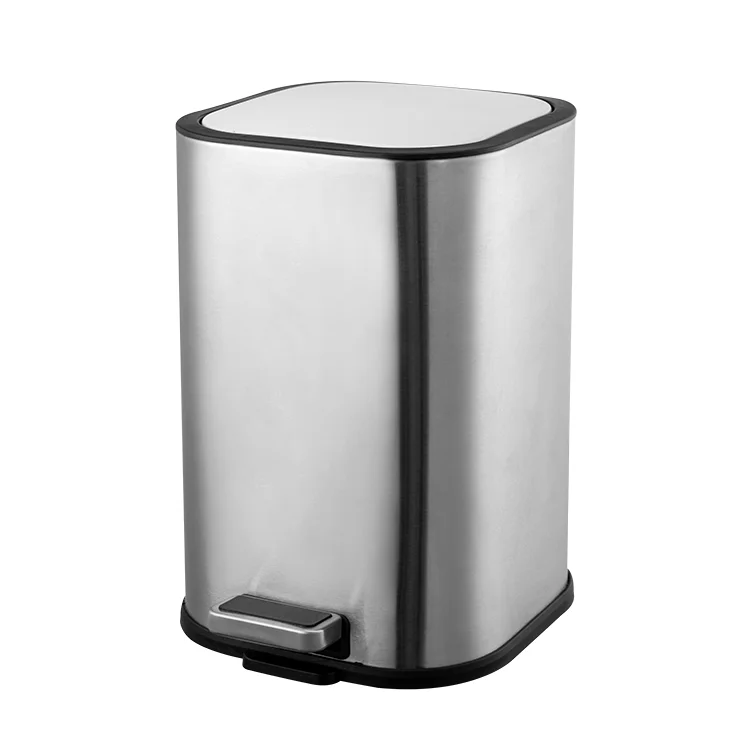 Metal Bathroom Trash Bin Foot Pedal 8L Trash Can Workshop Multi Function Stainless Steel Garbage Bin