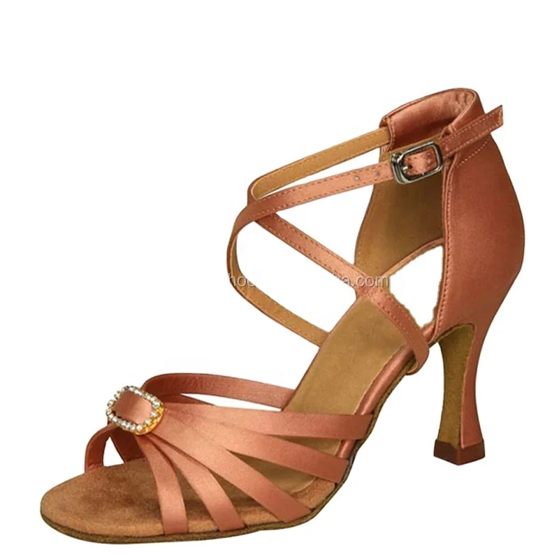 Classic Low Heel Women Ballroom Customize Satin Material Soft High Quality Sexy Ladies Shoes Women Latin Dance Shoes