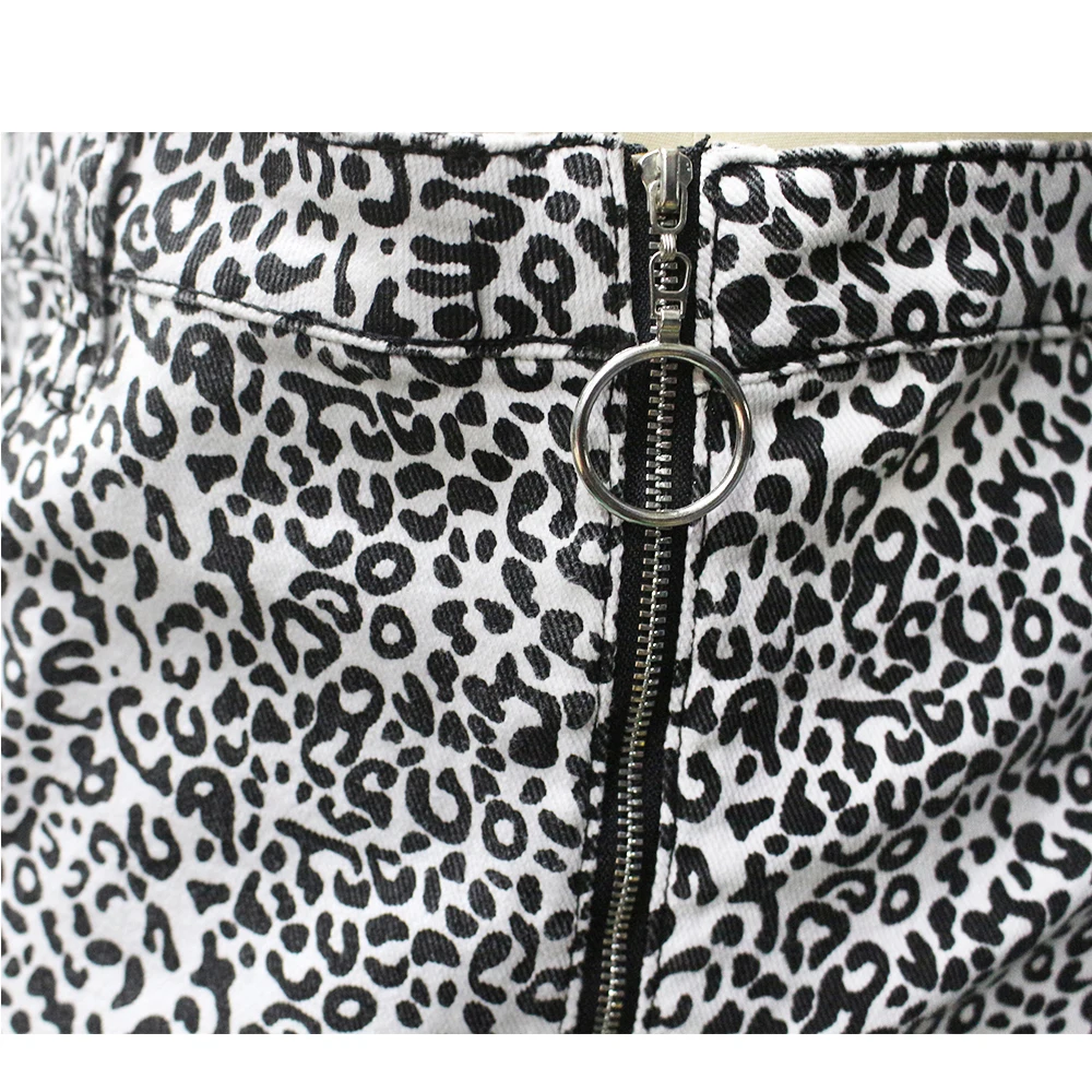 Women slim short skirts printed zipper design pencil jean skirt