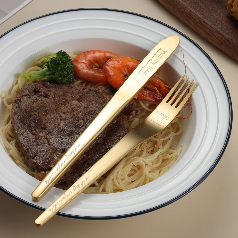 Fashion Stainless Steel Flatware Set 4pcs With Gift Box Metal Gold Wedding Cutlery Set Silverware