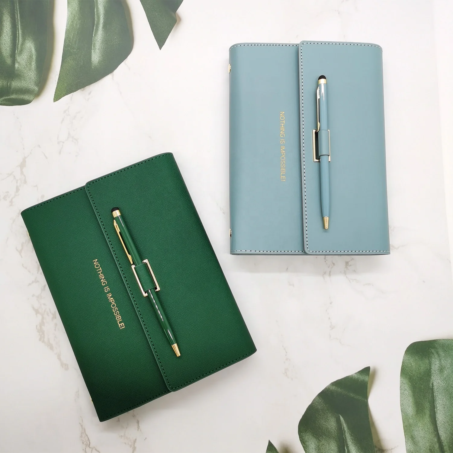 Customized A5 Luxury Loose-leaf Journal Refillable Leather Notebook Notepad Gift Set 2024 Planner 6 Ring Binder Diary With Pen