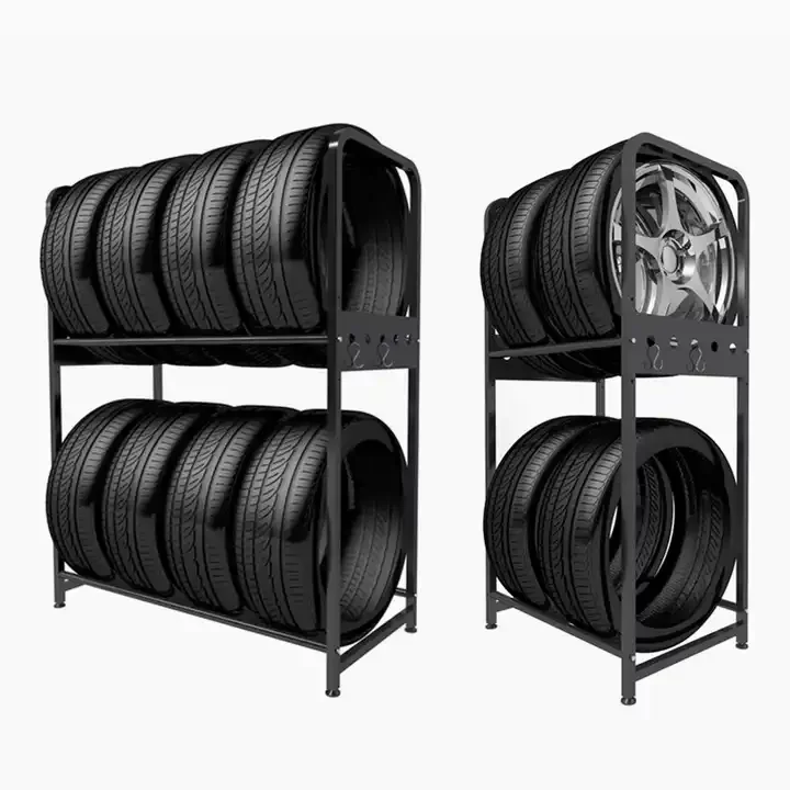 Customized Car Wheel Tire Display Rack Shelves Auto Repair Shop Car Parts Motorcycle Tires Display Stand