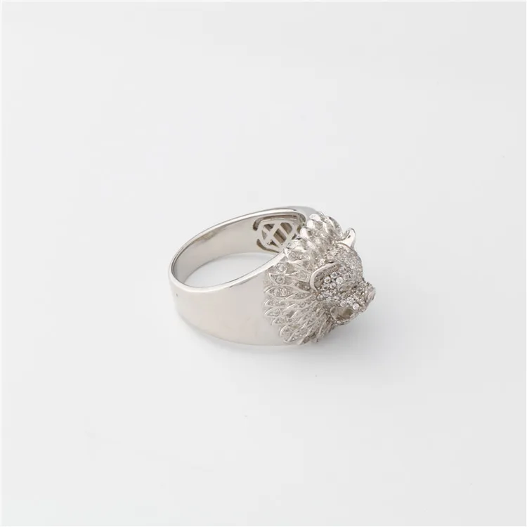 Hiphop Men Women Fine Jewelry Iced Out Gold Plated 925 Sterling Silver Moissanite Diamond Lion Head Ring
