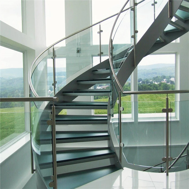Blh-48 Modern Design Marble Curved Staircase Wrought Curved Glass Staircase Railing For House And Villa