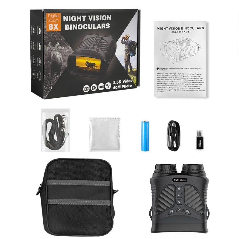 Wellwin New Arrival TPU Case DT39 Digital Infrared (IR) Night Vision Optic Telescope Goggles Binoculars Camera with 3.0' Screen