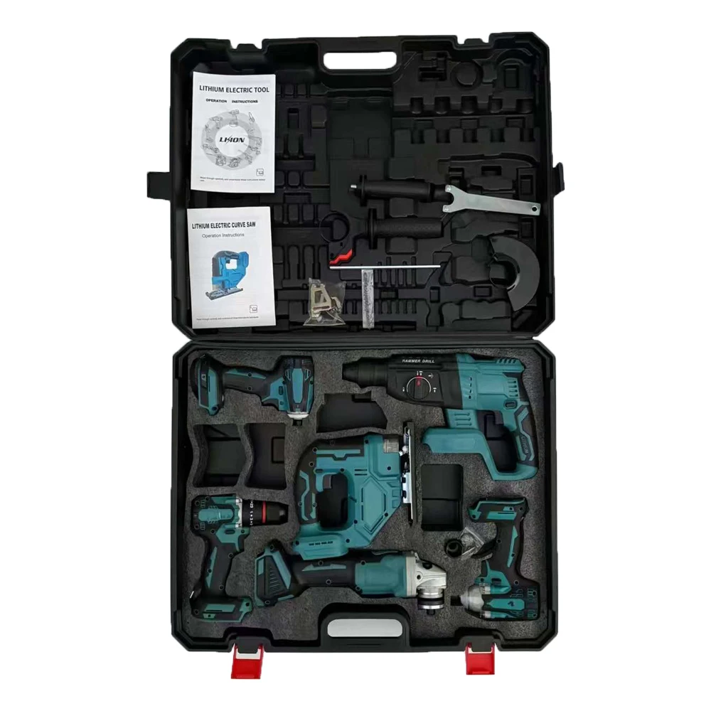 Акции HENGLAI! Большая скидка!! Доступные продажи для MKT Combo Power Tools 6 наборов набор инструментов 20 В вольт беспроводные дрели батарея DIY