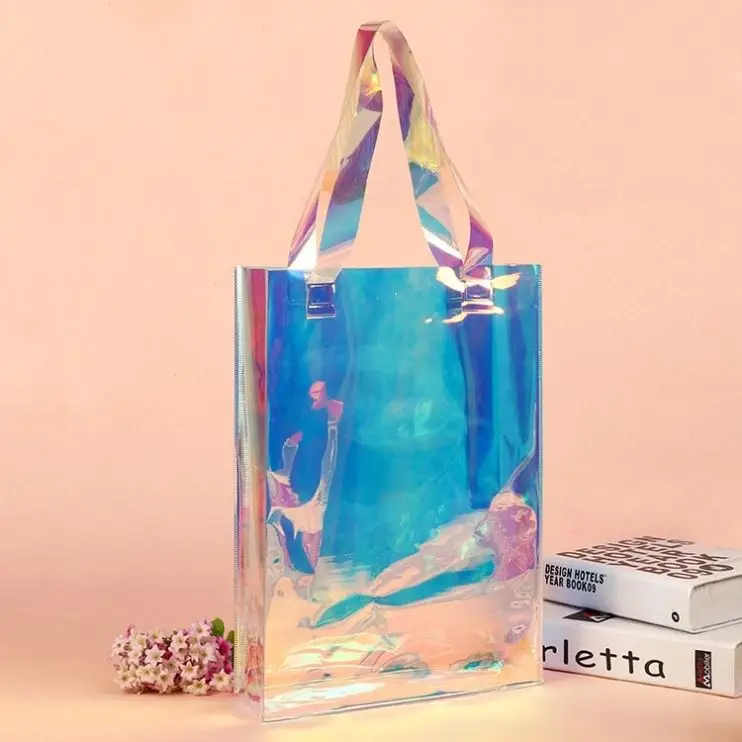 reusable pvc holo convention tote bags large shopping bag