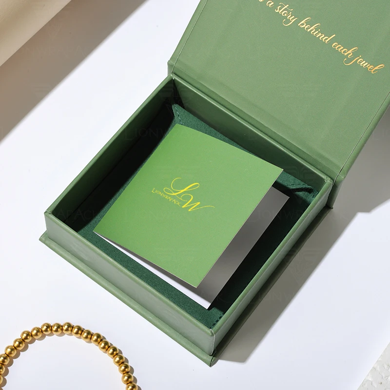 Lionwrapack Custom Logo Jewelry Box with Magnetic Flip Lid Eco Friendly Recyclable Packaging for Earring Ring Paper Packaging