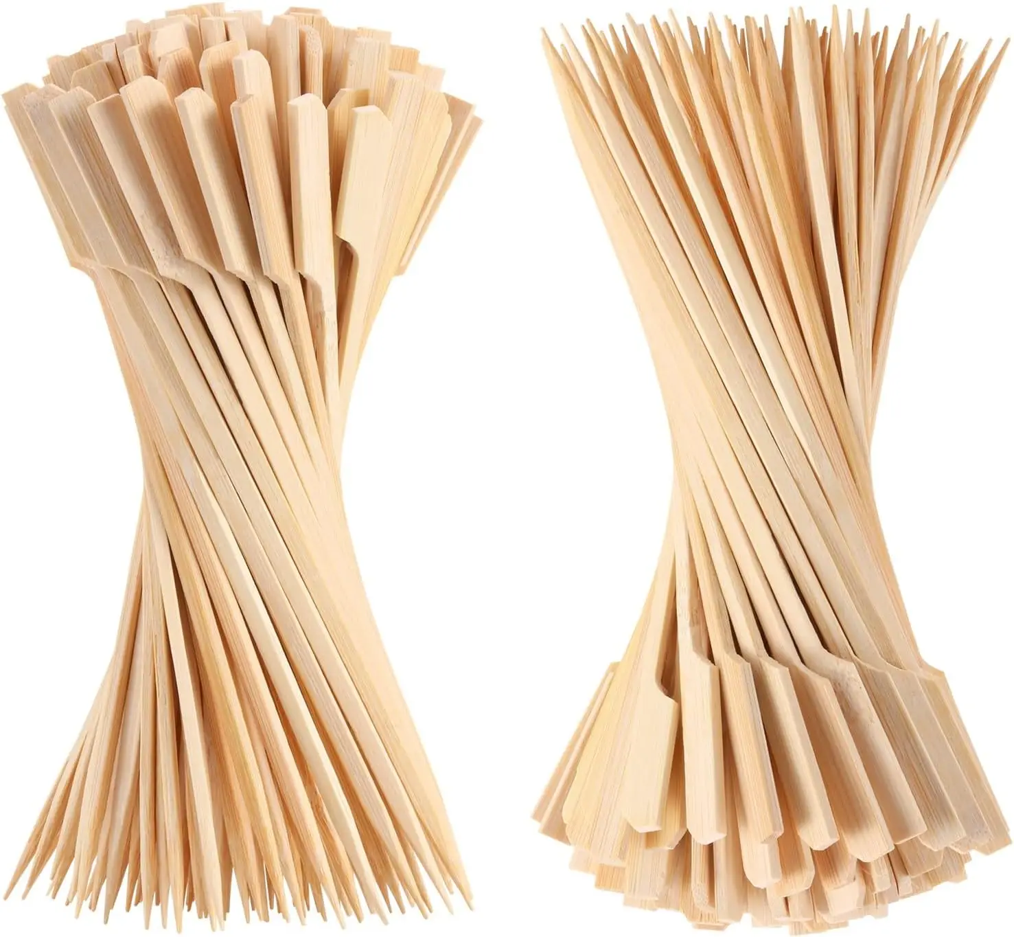 Bamboo Skewers 4.7 Inch Sturdy Flat Appetizer Toothpicks for Fruit Grilling Drink Barbecue Cocktail Kababs Sausage 100PCS