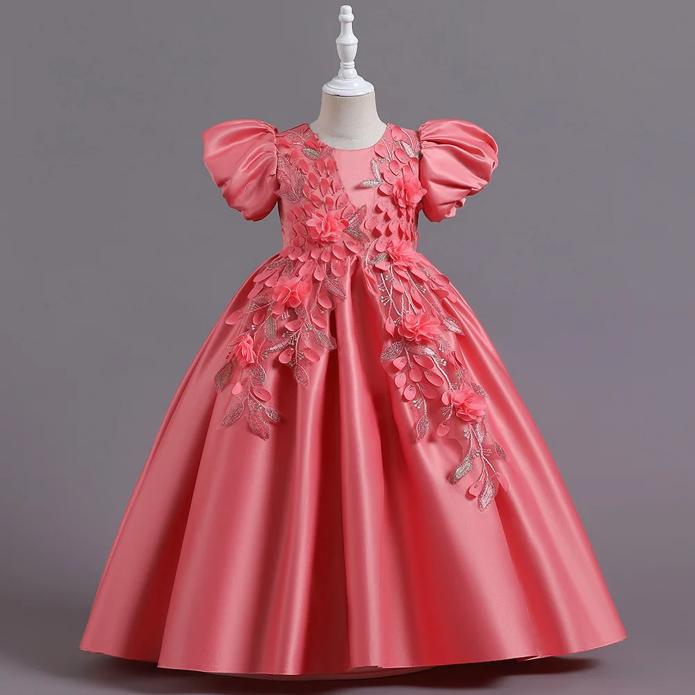 LS8037 Flower Girls Dresses Children Gown Elegant Frock Sleeveless Wholesale Kids Princess Party Dress