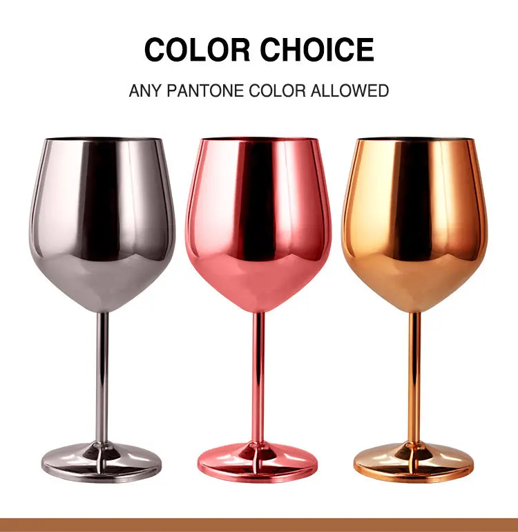 500ml stainless steel tall red wine colorful large-capacity drum-shaped drop-resistant copper plated wine glass