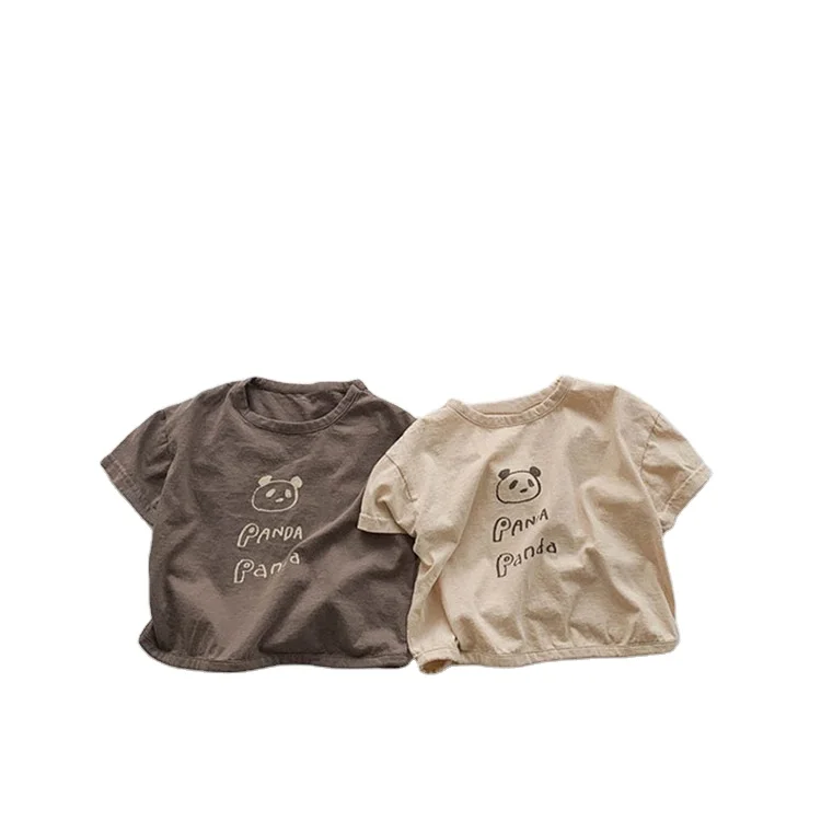 
T-shirts korean style solid color pullovers tops casual unisex kids tees cartoon short sleeve toddler baby t-shirt 