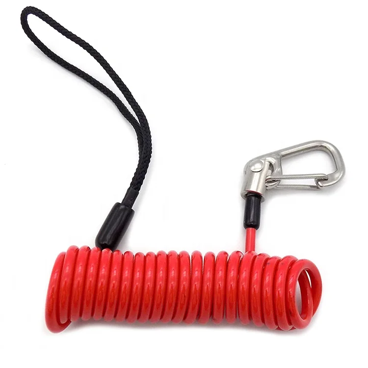 Safety Lanyard for Tools Retractable PU Coiled Spring Wire Rope With Alloy