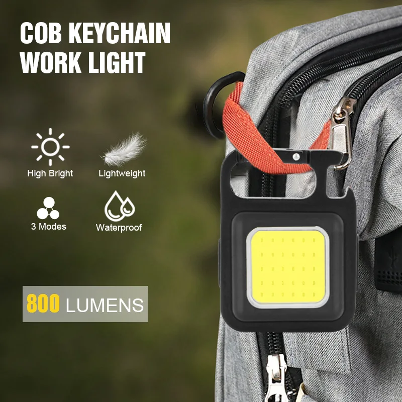 Outdoor Backpack Emergency Key Chain Light Mini COB LED Key Holder Rechargeable Working Torch Magnetic Pocket Flashlight Pendant