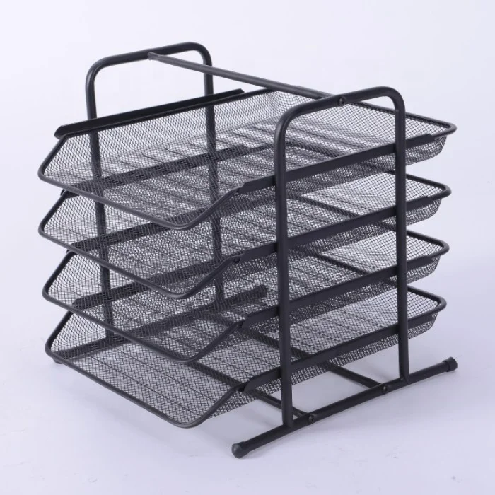 4 Tier Paper Tray Organizer for Desk Black Stackable File Rack Letter Trays Multifunctional  Document Holder and Storage for Off