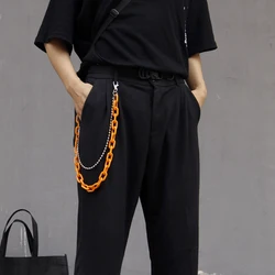 2020 wholesale double layer  hihop neon acrylic chian jean chains for men