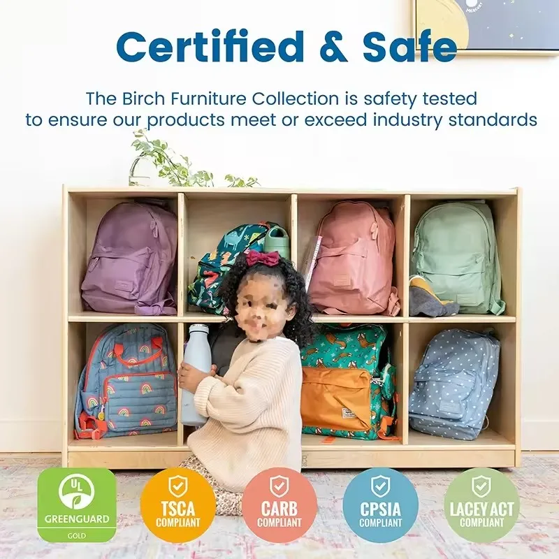 8 Compartment Backpack Storage Cubby Unit Plywood Cabinet Boxes