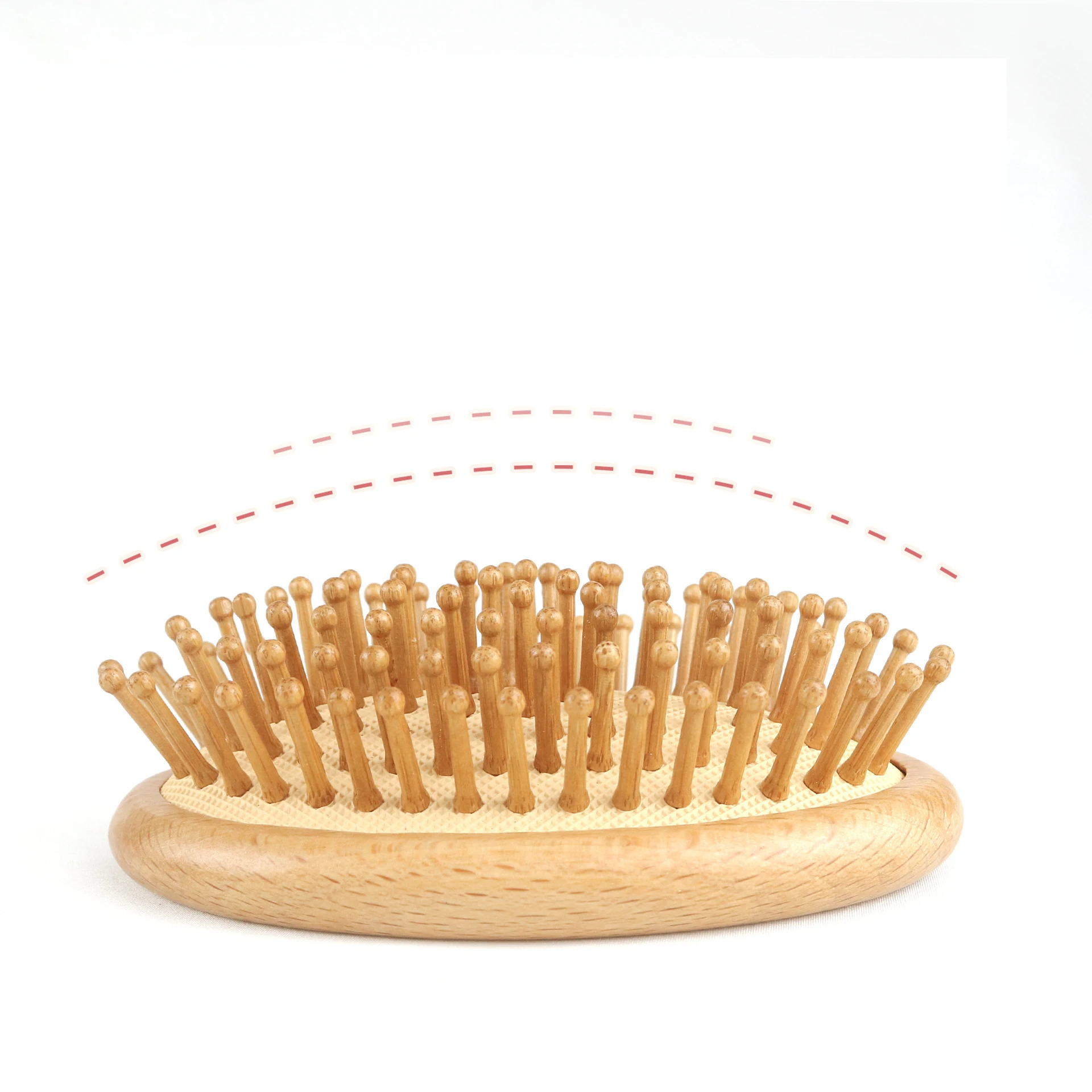 Bamboo Hairdressing Oval Shape Detangling Stainless Steel Bristle Healthy Hair Growing  Scalp Massage Comb Hairbrush