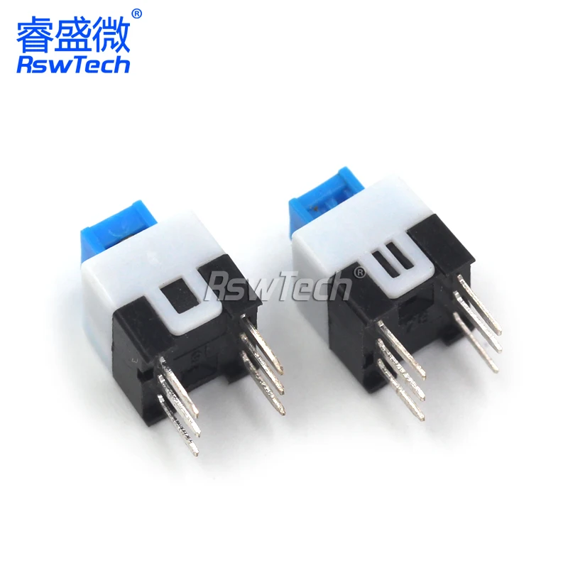 Blue White Light Switches 8.5x8.5mm 6 Pin Vertical 8mm Momentary Push Button Switch On Off Button Square Self-Locking Switch
