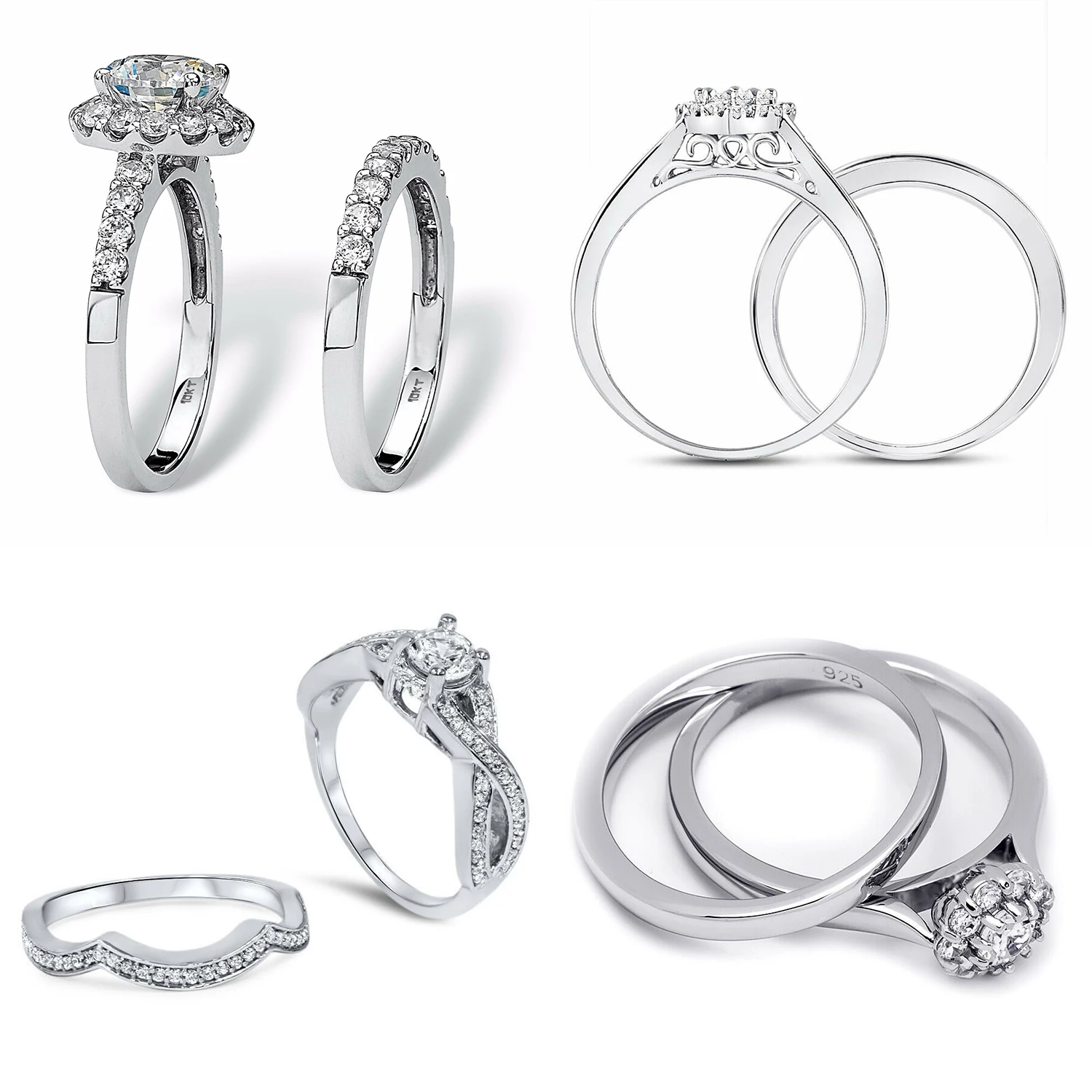 Love Heart Crown Couple Hug Gold 18K Promise For Set Adjustable 925 Sterling Silver Wedding Engagement Diamond Moissanite  Ring