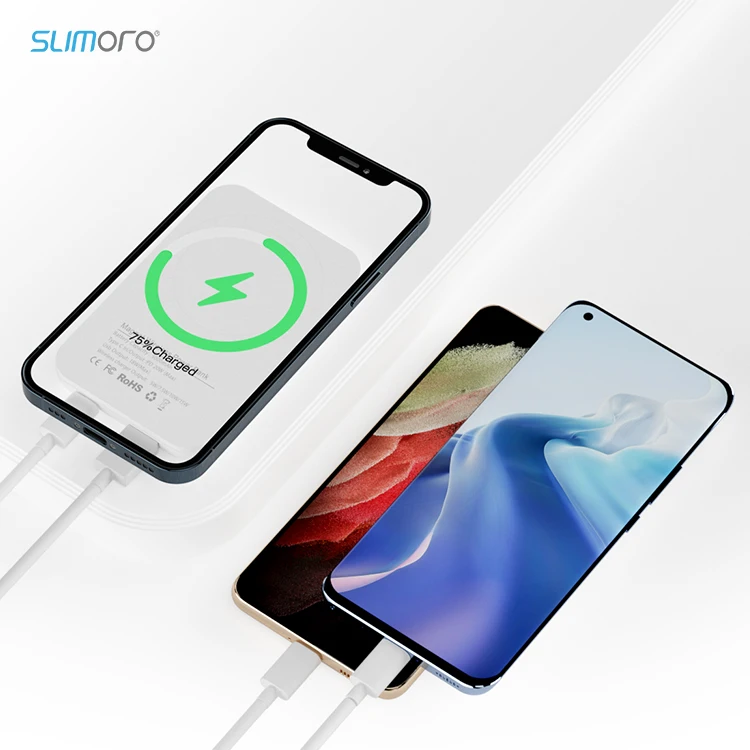 Slimoro Safe Polymer Battery Magnetic Wireless Power Bank 10000mAh 5000mAh Portable Lightweight Wireless Charger Power Bank