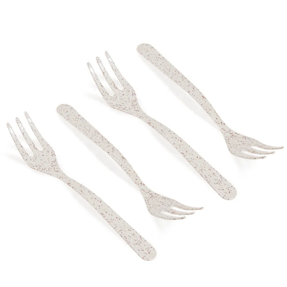 Best seller nature color wheat straw PP Biodegradable dessert mini plastic fork