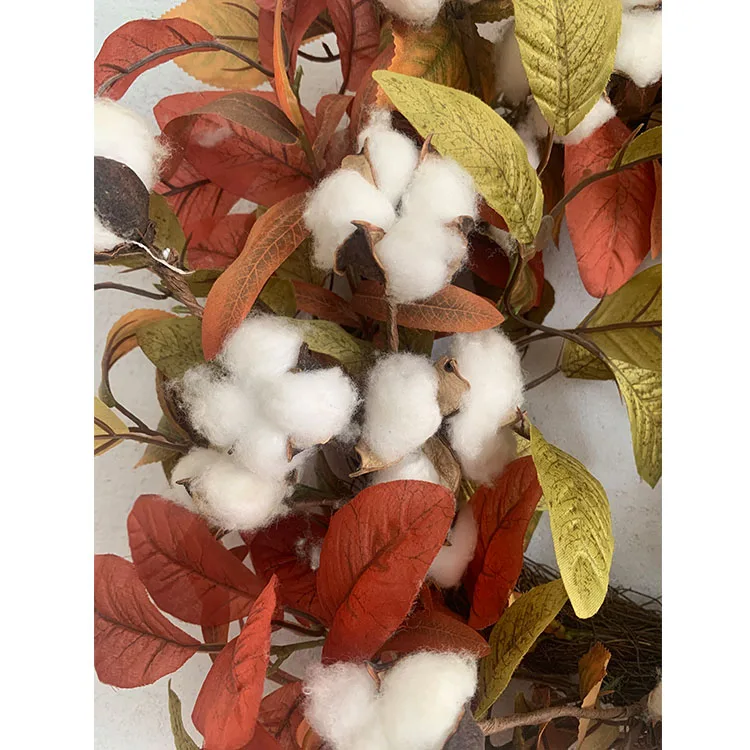 Factory outlet 24inch artificial dried flower Olive Magnolia Leaves cotton fall harvest wreaths for front door