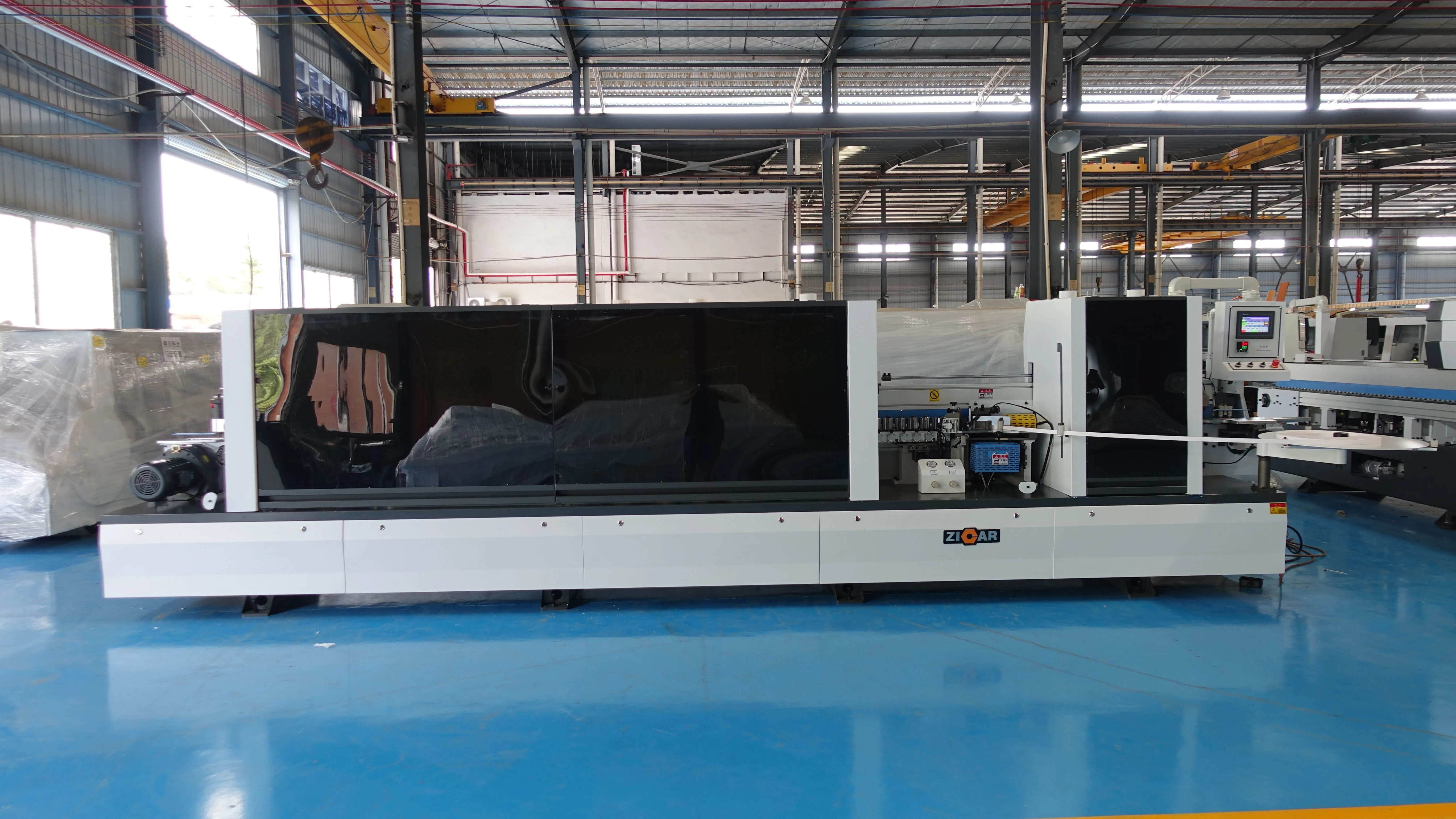 ZICAR MF50F 8 functions automatic edge banding machine with pre-milling corner trimming end cutting for making furniture doors