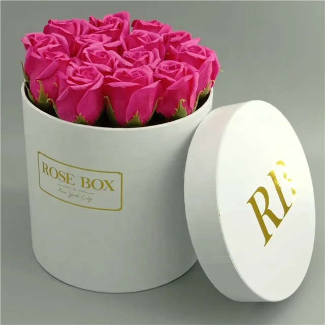 Custom made golden glitter round bouquet rose boxes, flower boxes, hat box