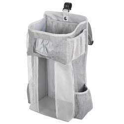 Latest New Gary Striped Oxford Cloth Pp Board Baby Hanging Baby Nursery Bedside Organizer With Mesh Bag