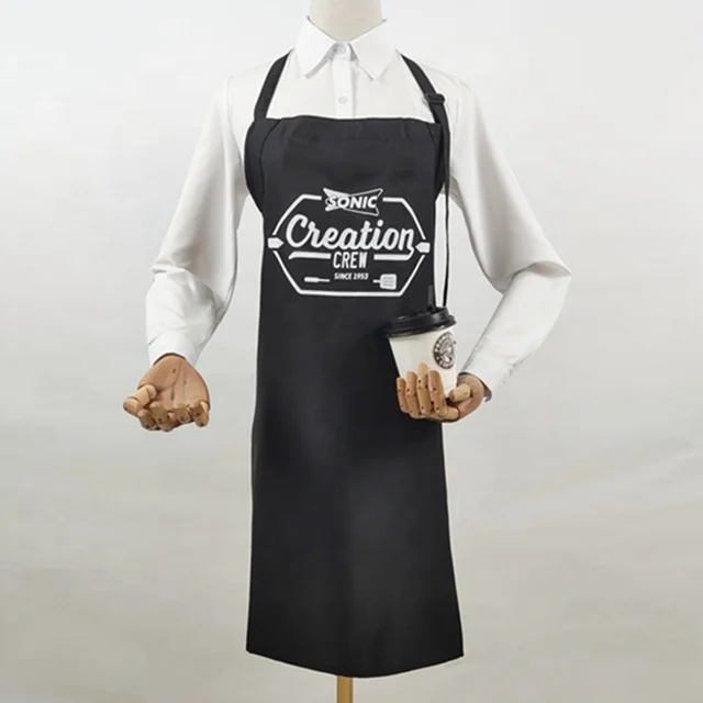 Cheap Custom Logo Printed Cotton Polyester Kitchen Cooking Cleaning Chef Apron
